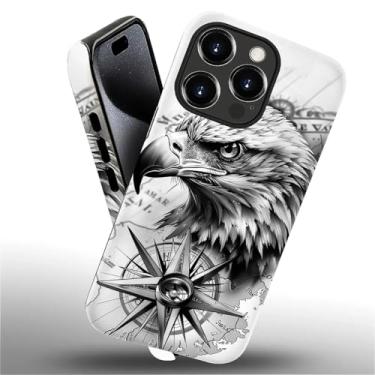 Imagem de Punmada Capa para iPhone 16 Pro Max, estampa de olho de águia com bússola direcional para meninas e meninos, capa protetora de silicone à prova de choque para iPhone 16 Pro Max