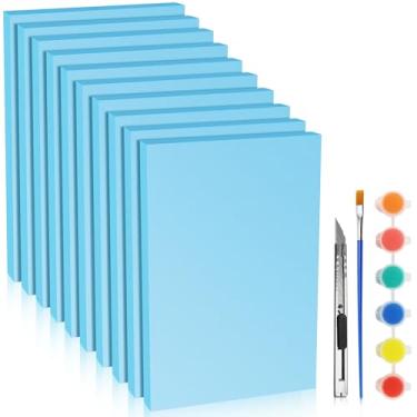 Imagem de LuckyFoam Pacote com 10 folhas de espuma azul, 30,5 x 19 x 2 cm, retângulos de poliestireno de espessura de 0,79 polegadas, placa de espuma XPS para isolamento de materiais de arte de modelagem DIY