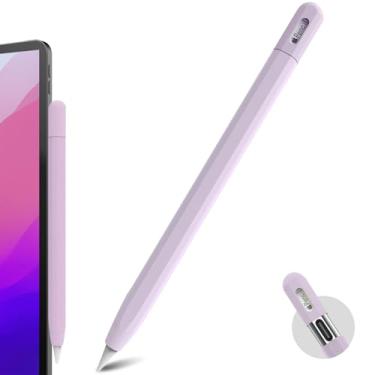 Imagem de BEAUDOM Capa de silicone compatível com Apple Pencil USB-C Capa protetora para pele, suporta fixação magnética (roxa)