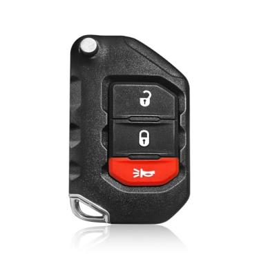 Imagem de Keylessbest Substituição para controle remoto Jeep Gladiator Wrangler 2018-2024 OHT1130261 3 botões 433,92 MHz