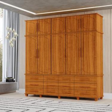 Imagem de Guarda Roupas Berlim 100% Mdf c/ 10 Portas 12 Gavetas Pés Madeira - Lu