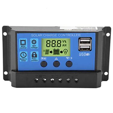 Imagem de Qanyegn PWM 12V 24V Controlador de carga solar dupla, regulamento do painel solar, regulador de carga do painel solar USB Regulador LCD Display 10/20/30A (YJSS-30A)