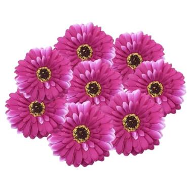 Imagem de Alpertie 50 peças de cabeças de flores falsas a granel, margaridas artificiais, cabeça de flores gerbera para artesanato, decoração de casamento, decoração de guirlanda DIY (roxo, 10 cm)