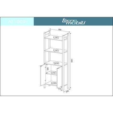 Imagem de Armário Alto 2 Prateleiras 2 Portas Az1009 Tecno Mobili Preto/nogal