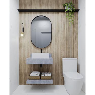 Imagem de Prateleira Em Porcelanato Para Banheiro 60Cm Darabas Agardi Grafite