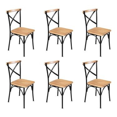 Imagem de Kit 6 Cadeiras De Jantar Industrial Paris Base Alumínio - Natural - Bege