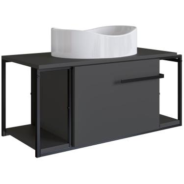 Imagem de Gabinete Susp E Cuba Marmore Sintetico P1019x941012 Grafite Branco Pp Grafite Branco