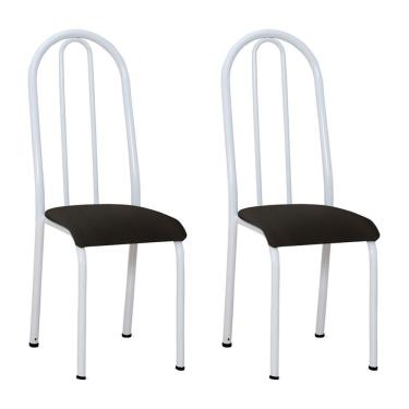Imagem de Kit 2 Cadeiras De Cozinha Flórida Estampado Preto Pés De Ferro Branco - Pallazio