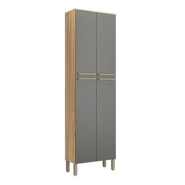 Imagem de Paneleiro Duplo Com 4 Portas 100% Mdf Itália Amêndoa-chumbo