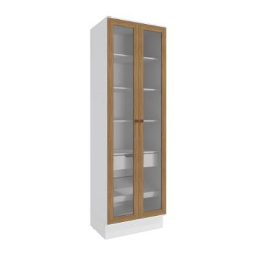 Imagem de Cristaleira Celeste Kappesberg 100% Mdf 2 Portas 1 Gaveta Branco/nogueira 72cm