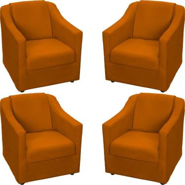 Imagem de Kit 4 Poltronas Mila Pé De Plástico Cromado - Terracota Suede