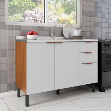 Imagem de Balcão Bartira Universal Com 2 Portas E 3 Gavetas Grapia Branco