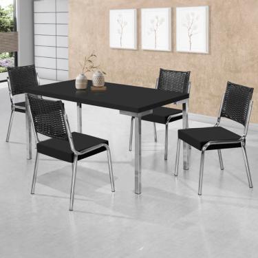 Imagem de Mesa De Jantar Aço Nobre Kansas Com 4 Cadeiras Preto