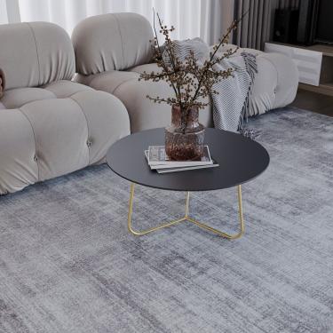 Imagem de Mesa De Centro Trude Redonda 30cm X 67cm X 67cm Preto Dourado