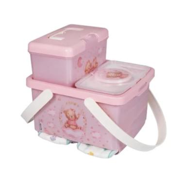 Imagem de Kit Organizador Bebê 3 Peças Plasútil Porta Fraldas E Lenços (Ursa Rosa)