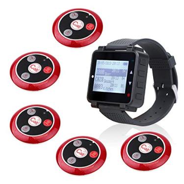Imagem de Retekess Sistema De Pager Restaurante T128, Botão Chamada Inteligente, Máximo 500, Pulso, 5 Botões Alerta Ajuda 4 Teclas À Prova D'Água Para Garçom, Cliente E Cuidador