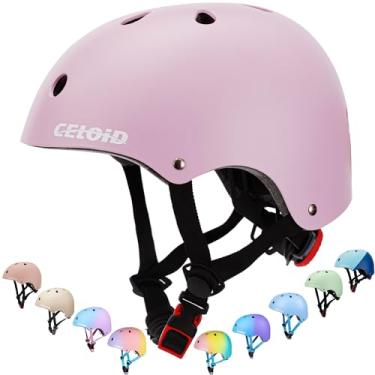 Imagem de CELOID Capacete De Bicicleta Infantil, Capacetes Skate Para Crianças 5 A 8 9 Anos, Meninos E Meninas, Ajustável Multiesportivo Bicicleta, Skate, Futebol, Patinete, Patins, Equilíbrio, Roxo Claro