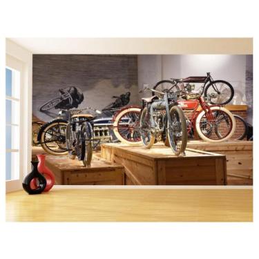 Imagem de Papel De Parede 3D Moto Antiga Bicicleta Museu 3,5M Bkm121 - Você Deco