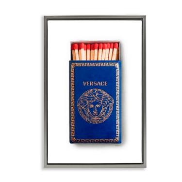 Imagem de Stupell Industries Blue Trendy Matchbox Cinza Emoldurado Tela Flutuante Design de Arte de Parede por Amanda Greenwood, 17 x 25