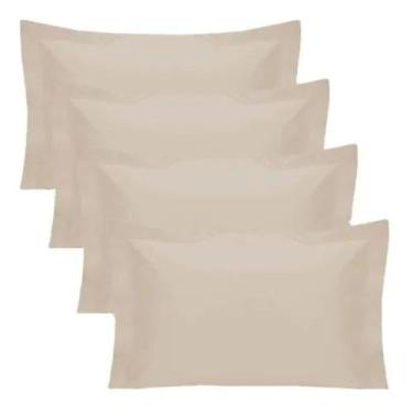 Imagem de Kit 4 Fronhas Algodão Percal 180 Fios Com 3 Abas Hotelaria Pousada - G