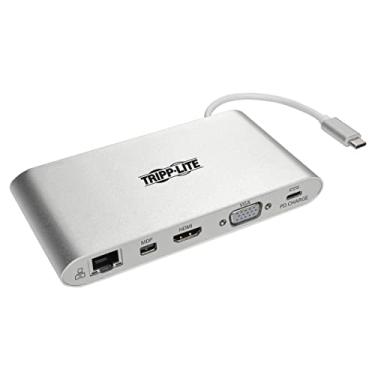 Imagem de Tripp Lite Estação de ancoragem USB 3.1 Geração 1 USB-C com USB-A, HDMI, VGA, mDP, Gigabit Ethernet, Cartão Mem, 3,5 mm e carregamento USB-C PD, USB C, USB Tipo C, USB Tipo C (U442-DOCK1)