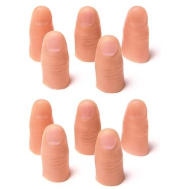 Imagem de 10 peças de truques mágicos de ponta de polegar, mágica de ponta de polegar falsa, ponta de polegar falsa, acessório mágico truque, ilusões de close-up, fazendo objetos aparecerem, desaparecerem