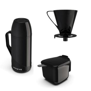 Imagem de Kit Garrafa Térmica Para Café 1 Litro Com Açucareiro 350ml Suporte Par
