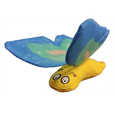 Imagem de Yeowww! Duckyworld 100% orgânico flor folha catnip gato brinquedo borboletas (1 brinquedo, azul)