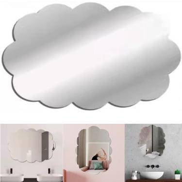 Imagem de 2 Espelho Adesivo Decorativo Nuvem Acrílico Infantil Quartos 30x20cm -