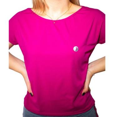 Imagem de Blusa Fitness Feminina Uv50+ Dryfit Poliamida Academia  Gola Canoa Com