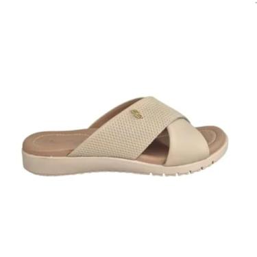 Imagem de Rasteira Tamanco Calce Fácil Conforto Usaflex - Bege
