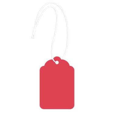 Imagem de SmartSign (Pacote com 1000) etiquetas de mercadoria vermelhas em branco com cordas pré-anexadas, tamanho nº 7, 5,6 cm x 3,7 cm, etiquetas de cartão de 13 pontos de espessura com parte superior