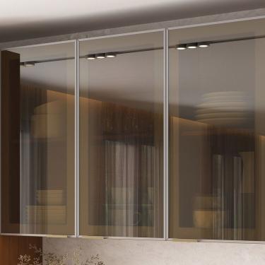 Imagem de Armário 120cm 3 Portas De Vidro Mdf Dobradiças Slow Motion Lumina Itatiaia Cinamomo/fendi