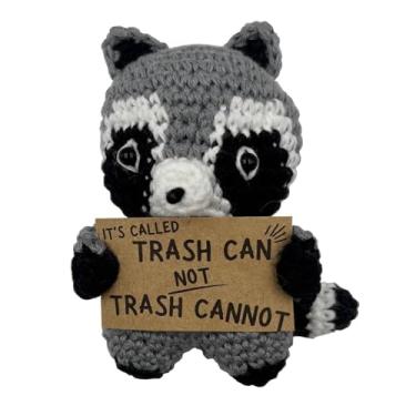 Imagem de Presentes engraçados de meme de guaxinim, It's Called Trash Can, Not Trash Can Not, Bonita Boneca de Pelúcia Guaxinim com Acabamento em Crochete, Token de Bolso