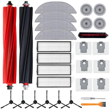 Imagem de Kit de acessórios para aspirador Roborock S8 Max/MaxV Ultra, 1 conjunto de escovas principais, 4 filtros, 4 panos de esfregão, 4 panos de esfregão de borda, 6 sacos de poeira, 6 escovas laterais, 1