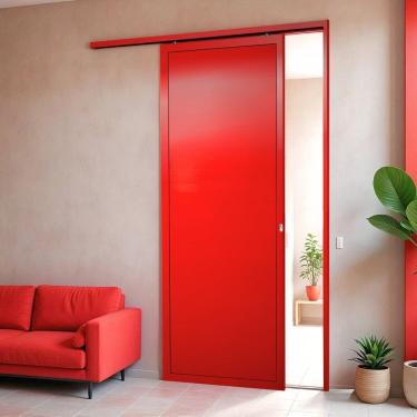 Imagem de Porta De Correr Suspensa 210x100cm Lambril Dir L.25 Vermelho