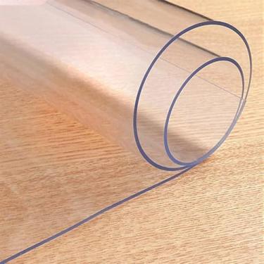 Imagem de Protetor de mesa de PVC transparente, capa protetora de plástico para mesa, tapete protetor de mesa à prova d'água, transparente, 70 cm x 120 cm