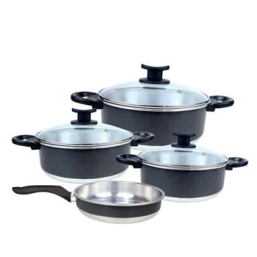 Imagem de Jogo de Panelas de Alumínio com 3 Caçarolas 22, 20 e 18cm e 1 Frigidei