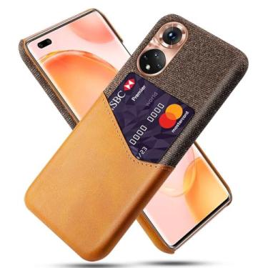 Imagem de Capa para Honor 50 SE,Anti-deslizamento,Proteção contra quedas de 360°,Resistência à impressão digital,Tela e caso de couro PU com 1 slot de cartão atrás-Brown