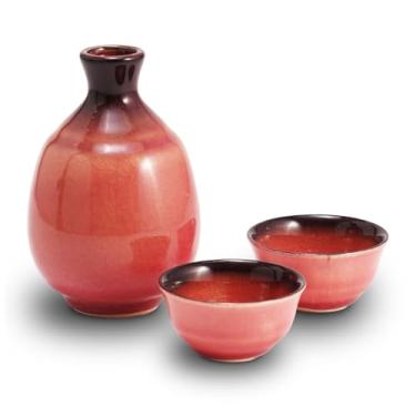 Imagem de COTONOHA Conjunto de saquê Mino Ware feito à mão com esmalte crackle turco – Tokkuri de cerâmica de 325 ml e copos para saquê quente e frio, presente de cerâmica japonesa durável e decoração de casa