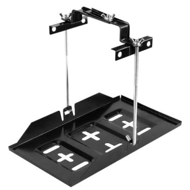 Imagem de Kit de bandeja de retenção de bateria Suporte de bandeja de bateria ajustável de metal com braçadeira de suporte para carros, barcos marítimos