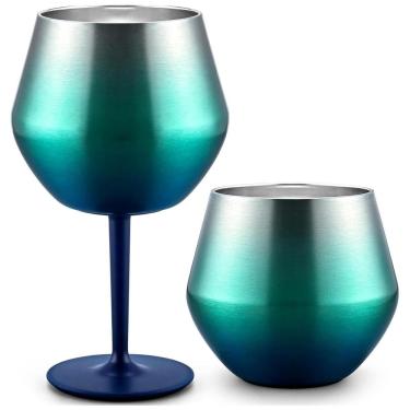 Imagem de Taça Copo Termico 2 em 1 Inox  Drink Vinho Cocktail Conserva Bebida Festa Evento Praia Piscina Moderno Resistente