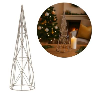 Imagem de Árvore Cone Aramado Glitter Champanhe Natal Luxo 40cm - Magizi