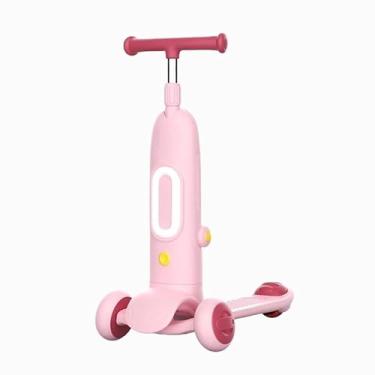 Imagem de Patinete Infantil com Som e Luzes Guidão Ajustáveis Banco retrátil Para crianças (Rosa)