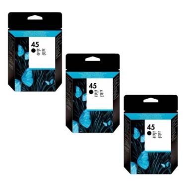 Imagem de 3x Cartucho Original 51645a 45 645 Preto 42ml Para Plotter
