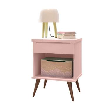 Imagem de Mesa de Cabeceira 1 Gaveta 1 Nicho Valência Rose Acetinado - ÉdeCasaMóveis