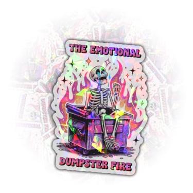 Imagem de Adesivos de esqueleto The Emotional Dumpster Fire Skelet, Fire Tarot Sticker, This Little Light of Mine Dumpster Fire Stickers for Helmet Water Bottle Laptop Tumbler Phone Case Cars 7.6 cm x 7.6 cm