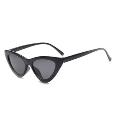 Imagem de Óculos de sol gatinho retrô feminino, pequeno, estilo olho de gato, vintage, colorido, masculino e feminino, preto e cinza, BH01