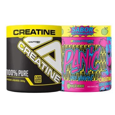 Imagem de Kit Panic Creatine Adaptogen Creatina Pré-treino pote 300g, Maça Verde