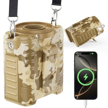 Imagem de Ventilador de cintura portátil com luz LED, bateria recarregável de 3 velocidades de 6000 mAh, ventilador de encaixe e pendurar no pescoço, tempo de execução 20H, ventilador pessoal vestível para